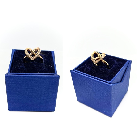 Swarovski Crystal Pave Heart Ring Cupidon Rose Gold Plated Infinity 55 New Box - Picture 5 of 6